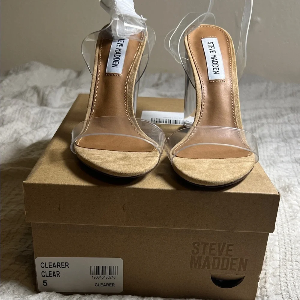 Steve Madden Transparent and Tan Heels size 5 - Picture 8 of 11